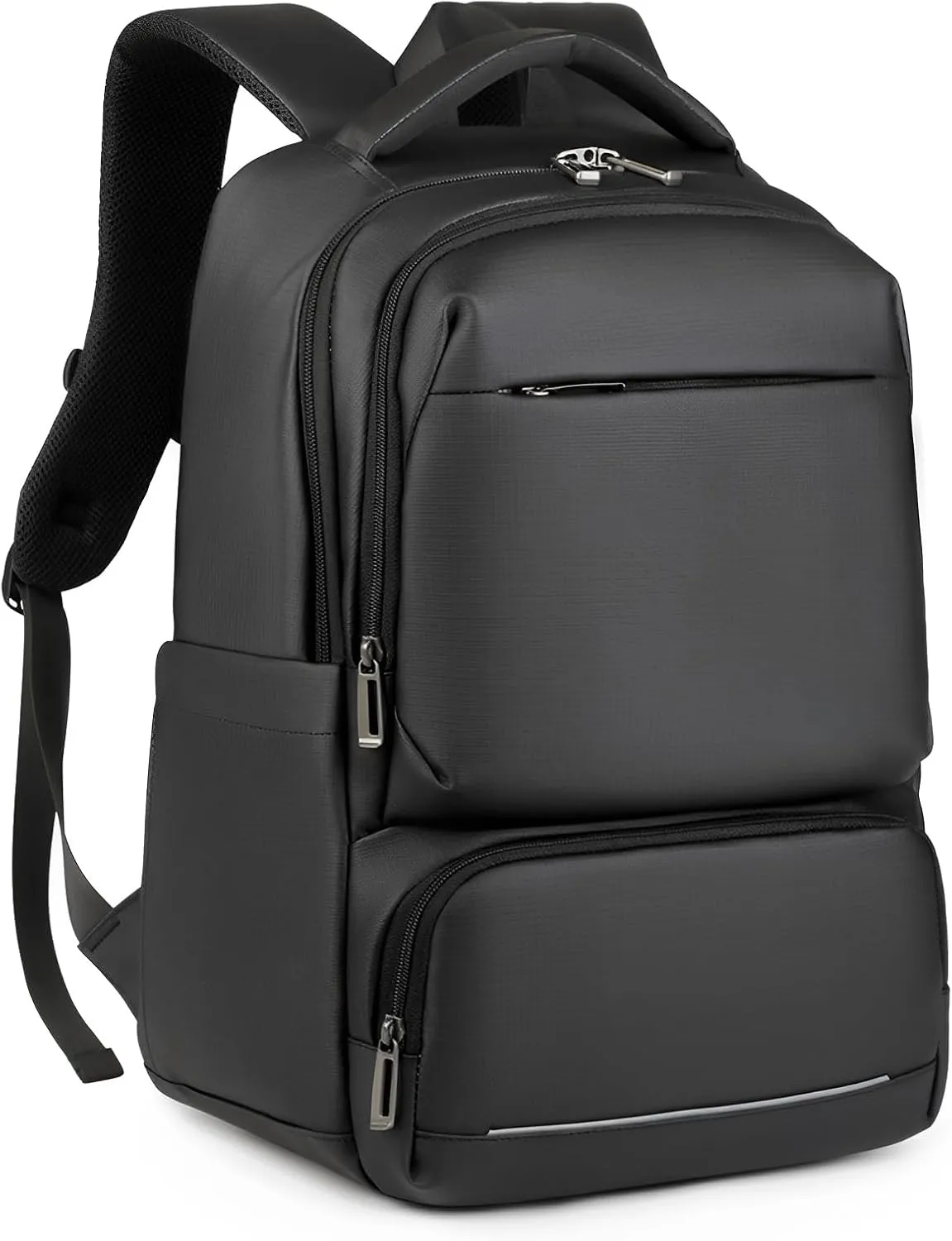 Premium PU Leather Laptop Backpack–Stylish, Waterproof, and Durable Bag for 15.6 Laptops with USB Charging Port, Padded Straps, Multiple Compartments and Luggage Strap for Travel