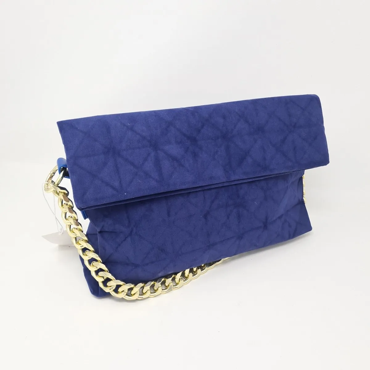 Royal Blue Velvet Soft Feel Gold Chain Handbag