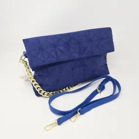 Royal Blue Velvet Soft Feel Gold Chain Handbag