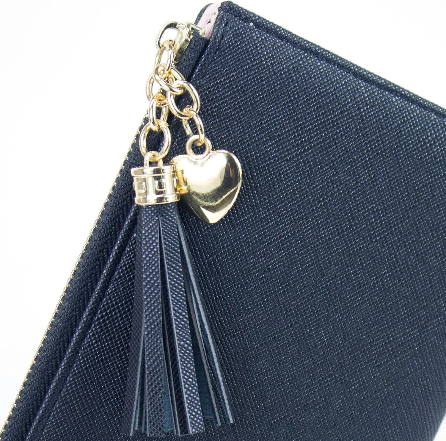 SUMGOGO Slim Wallet for Women Long Tassel Zipper Clutch Purse Handbag Card Case Wallet, Black, LARGE, Minimalist