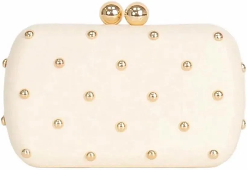 Women Classic Faux Leather Rivet Handbag Chain Strap Crossbody Purse Evening Clutch Bag for Cocktail Party