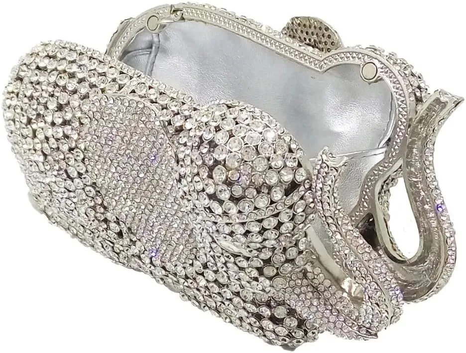 Women Elephant Rhinestone Clutch Bag Sparkly Crystal Evening Bag Luxury Metal Handbag Minaudiere Wedding Party Purse