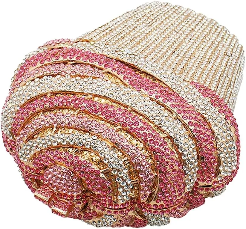 Women Ice Cream Crystal Evening Bag Luxury Rhinestone Clutch Wedding Party Minaudiere Purse and Handbag for Cocktail