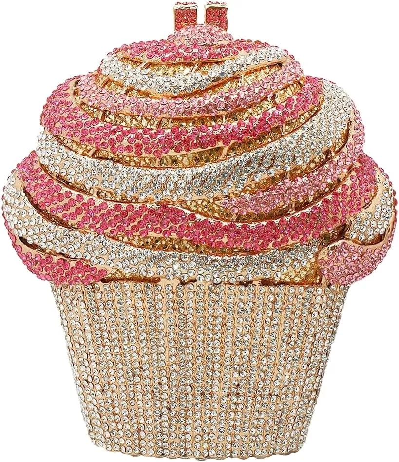 Women Ice Cream Crystal Evening Bag Luxury Rhinestone Clutch Wedding Party Minaudiere Purse and Handbag for Cocktail