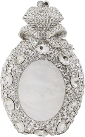 Women Rhinestone Perfume Bottle Clutch Purse Luxury Shell Crystal Evening Bag Cute Diamond Wedding Party Handbag