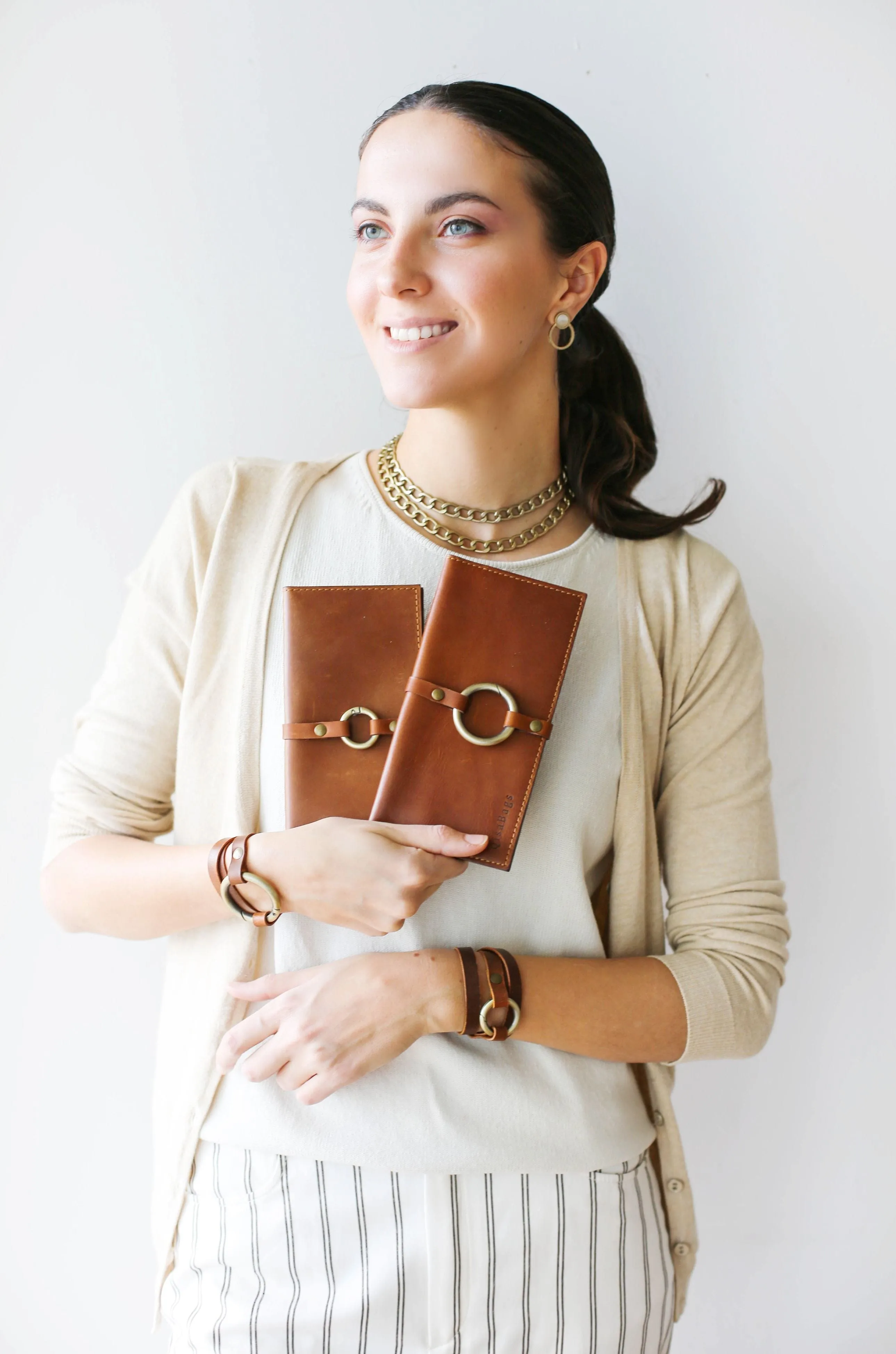 Women's Bifold Brown Leather Wallet - N02