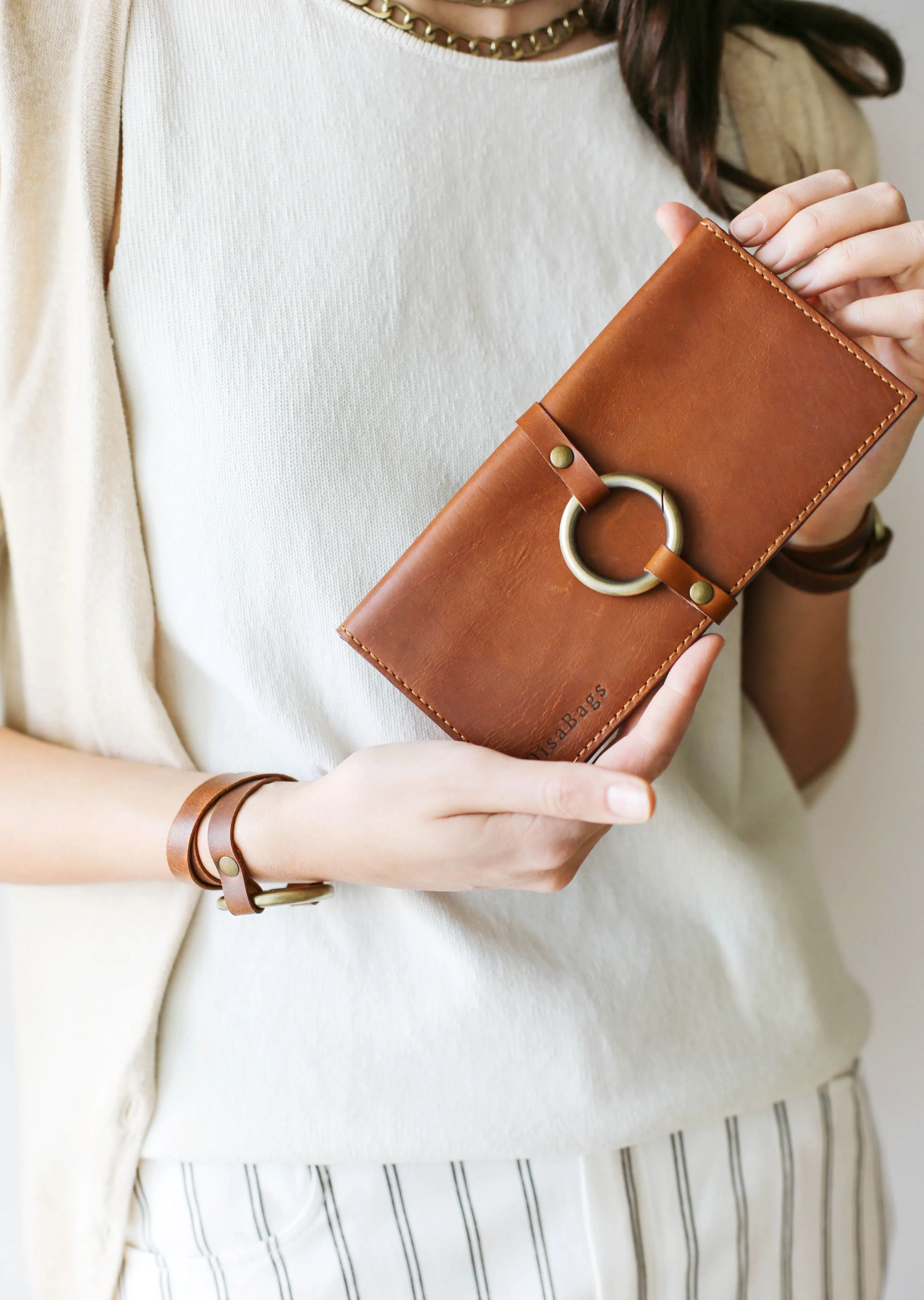 Women's Bifold Brown Leather Wallet - N02