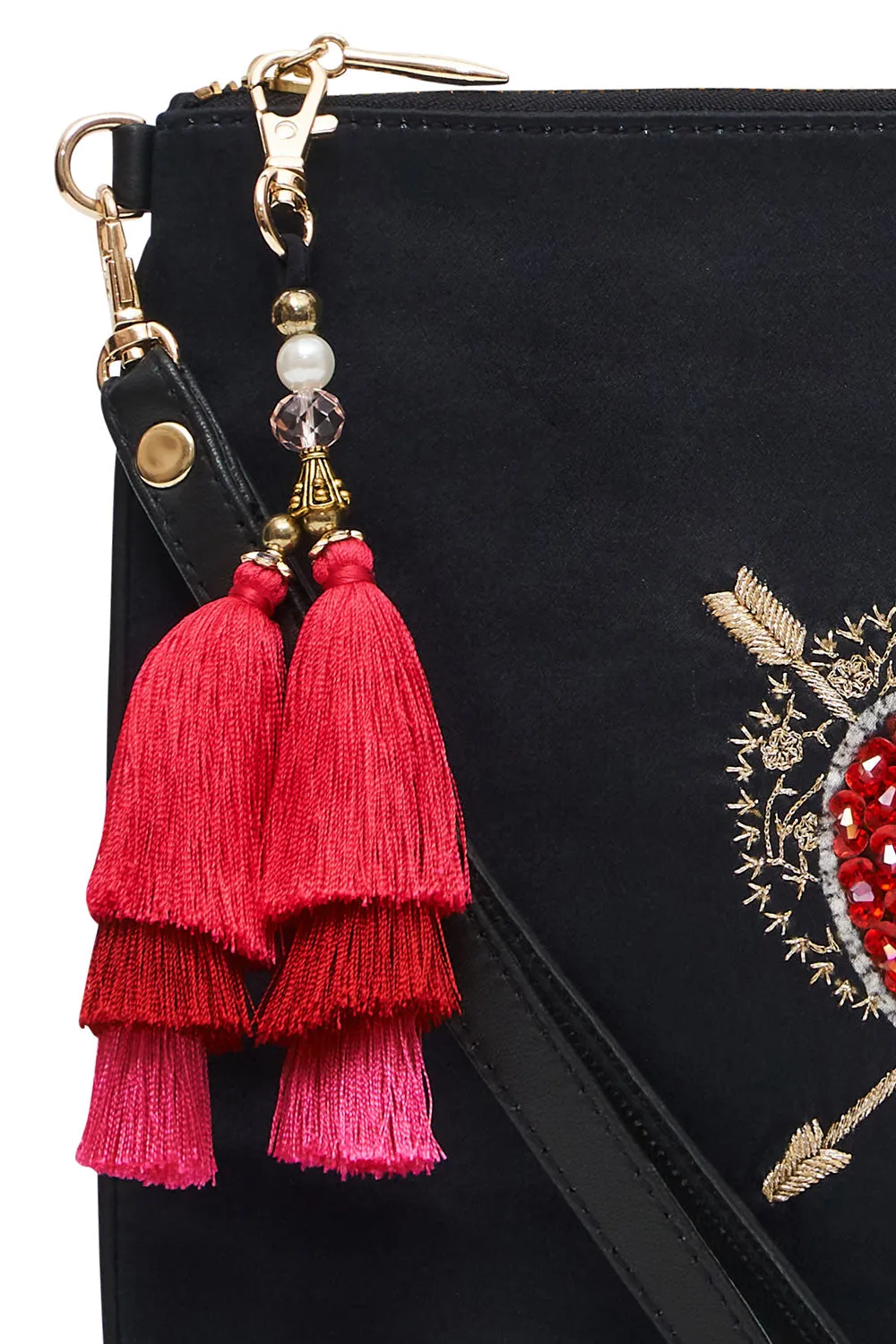 ZIP TOP CLUTCH WITH WRISTLET MIRROR MIRROR